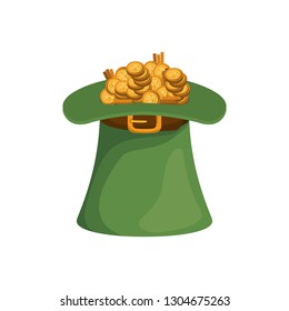 leprechaun hat with coins isolated icon