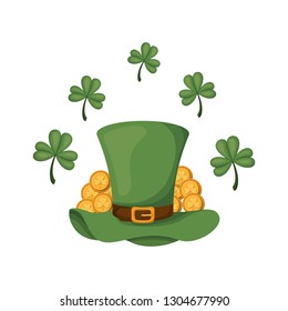 leprechaun hat with coins isolated icon