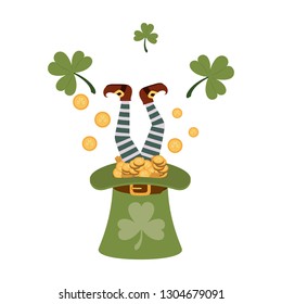 leprechaun hat with coins isolated icon