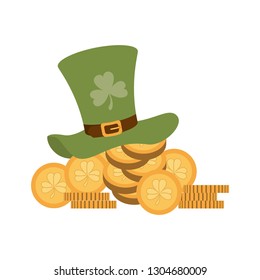 Leprechaun Hat Coins Isolated Icon Stock Vector (Royalty Free ...