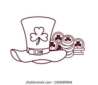 leprechaun hat with coins isolated icon