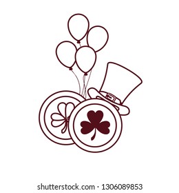 leprechaun hat with coins isolated icon