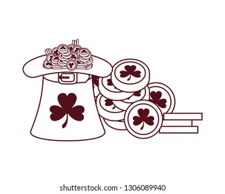 leprechaun hat with coins isolated icon