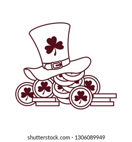 leprechaun hat with coins isolated icon