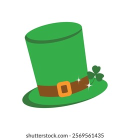 A leprechaun hat in the colors of the Irish flag. St. Patrick's Day. Have a nice day. Vector illustration on a green background.