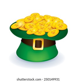 Leprechaun hat filled with gold