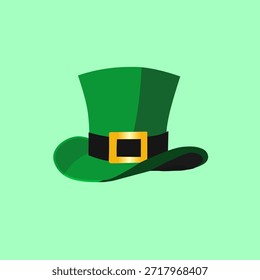 Chapéu Leprechaun em estilo plano para a celebração do Dia de São Patrício. Perfeito para desenhos de festa, ícones, decorações e gráficos festivos de férias.