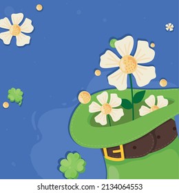 leprechaun hat with flowers scene card