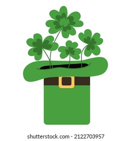 Leprechaun hat with a four leaf clover.  St. Patrick's day.