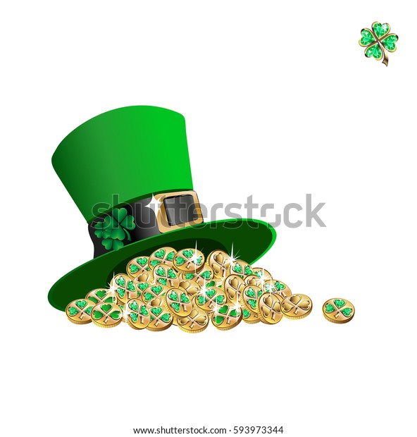 leprechaun hat gold coins vector illustration stock vector