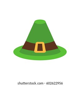 Leprechaun Hat green isolated. National Irish retro cap for dwarf. Illustration for St. Patricks Day. Holiday in Ireland
