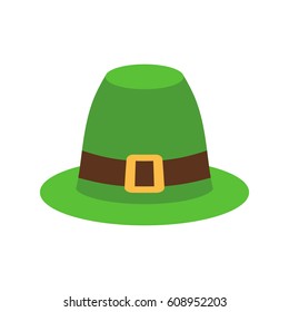 Leprechaun Hat green isolated. National Irish retro cap for dwarf. Illustration for St. Patricks Day. Holiday in Ireland
