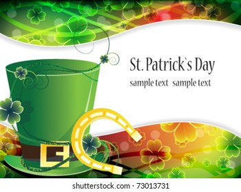 Leprechaun hat and a horseshoe on a transparent St. Patrick`s  background