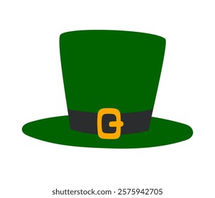 Leprechaun hat. Irish lucky symbol. Saint Patrick's day. Ireland holiday. Flat Vector illustration isolated on white background 