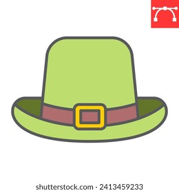 Leprechaun hat line color icon, St. Patrick's Day and holiday, male hat vector icon, vector graphics, editable stroke outline sign, eps 10.