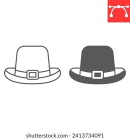 Leprechaun hat line and glyph icon, St. Patrick's Day and holiday, male hat vector icon, vector graphics, editable stroke outline sign, eps 10.