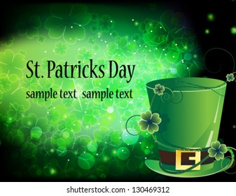 Leprechaun hat on abstract clover background. St. Patrick's Day symbol