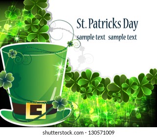 Leprechaun hat on abstract clover background. St. Patrick's Day symbol