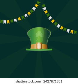 Leprechaun hat on a dark green background.
