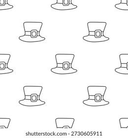 Sombrero de duende Vector de patrón sin fisuras, fondo minimalista del icono del día de San Patricio