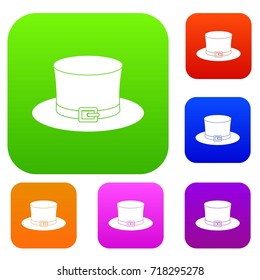 Leprechaun hat set icon color in flat style isolated on white. Collection sings vector illustration