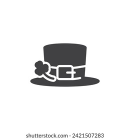 Leprechaun hat with shamrock vector icon. filled flat sign for mobile concept and web design. St. Patrick's Day Hat glyph icon. Symbol, logo illustration. Vector graphics