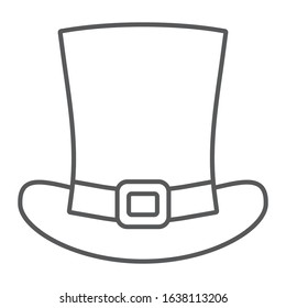 Leprechaun hat thin line icon, st patrick's day and holiday, magic hat sign, vector graphics, a linear pattern on a white background, eps 10