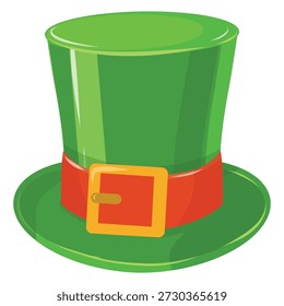 Vetor de Chapéu Leprechaun, Chapéu Top Verde com Fivela. Ilustração do Chapéu de São Patrício, Ícone de Lucky Leprechaun. Chapéu Fivela Verde Gráfico, Festivo Traje Headwear