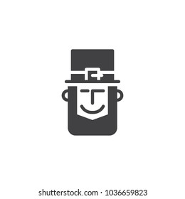 Leprechaun head with hat vector icon. filled flat sign for mobile concept and web design. Happy Saint Patrick's Day simple solid icon. Symbol, logo illustration.
