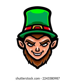 Leprechaun head logo mascot design