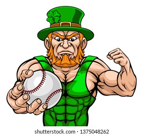 A Leprechaun Holding Baseball Ball Sports Mascot