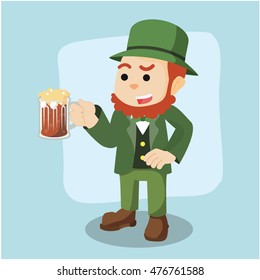 leprechaun holding beer illustration design