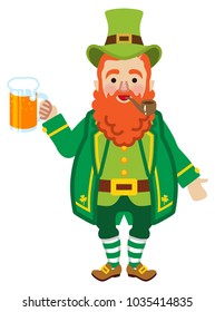 Leprechaun holding a Beer mug -Front view