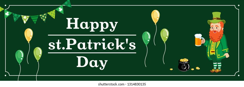Leprechaun holding a Beer mug  - St. Patrick's Day Greeting card layout Design