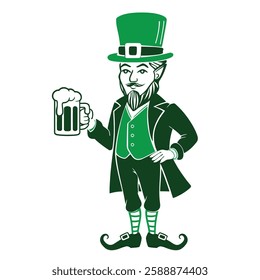 Leprechaun Holding a Beer Mug for St. Patrick's Day