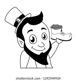 leprechaun holding boot coins happy st patricks day vector illustration