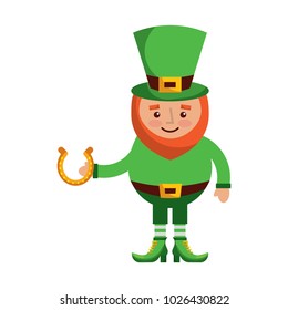 leprechaun holding horseshoe for luck traditional