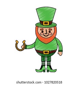 leprechaun holding horseshoe for luck traditional