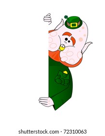 Leprechaun holding sign