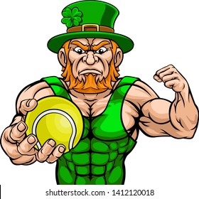 Leprechaun Holding Tennis Ball Sports Mascot