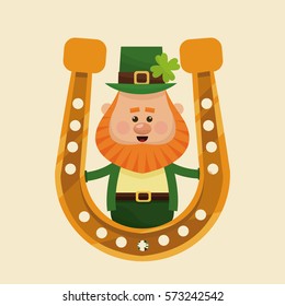 leprechaun with horseshoe gold symbol