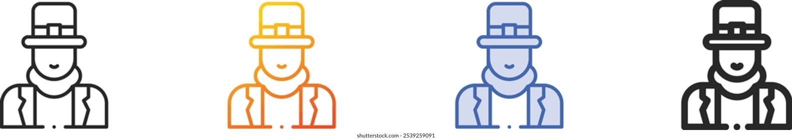 leprechaun icon.Thin Linear, Gradient, Blue Stroke and bold Style Design Isolated On White Background