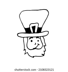 Leprechaun Irish Character line icon, St. Patricks day and holiday, leprechaun vector icon, vector graphics, editable stroke outline sign, eps 10