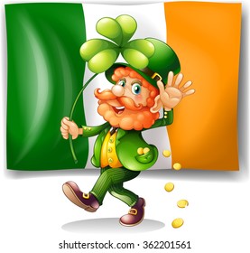 Leprechaun and Irish flag illustration