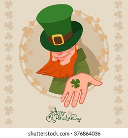 leprechaun, Irish man head, beard, St. Patrick's Day design, cartoon character portrait, vector illustration