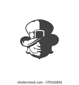 Leprechaun Isolated on white background vector icon in retro style. Can be used for logo or badge.