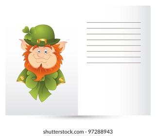 Leprechaun Isolated on White Card