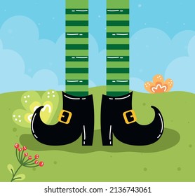 leprechaun legs in landscape scene