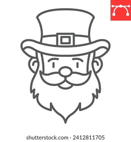 Leprechaun line icon, St. Patrick's Day and holiday, gnome face vector icon, vector graphics, editable stroke outline sign, eps 10.