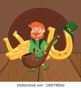 leprechaun male holding pipe fortune